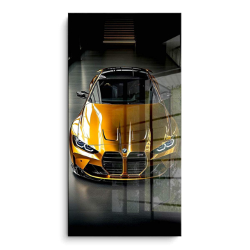 Coche dorado inspirado en BMW M4 - cuadro PVC brillante