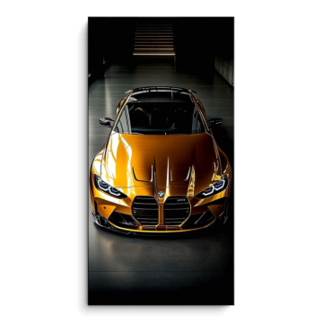 Coche dorado inspirado en BMW M4 - cuadro PVC mate
