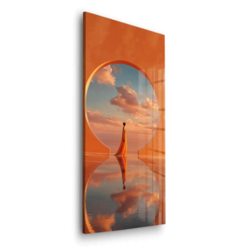 Orangefarbener Horizont mit Spiegelung - Acrylglasbild
