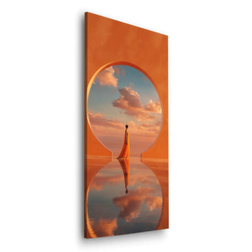 Orangefarbener Horizont mit Spiegelung - Dibond-Bild matt