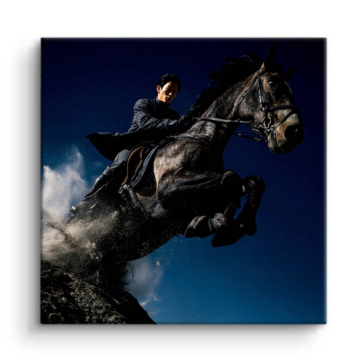 Black Horse Jump Canvas Art