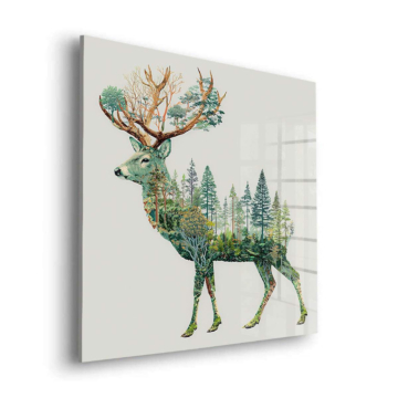 Silhouette eines Hirsches im Wald - Acrylglasbild
