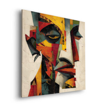 Portrait cubiste au masque - tableau Dibond mat