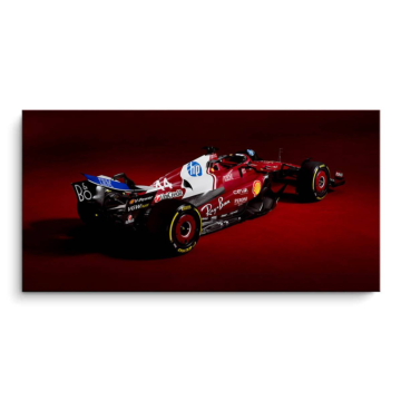 Ferrari Formuła 1 na czerwonym tle - obraz na matowym PVC
