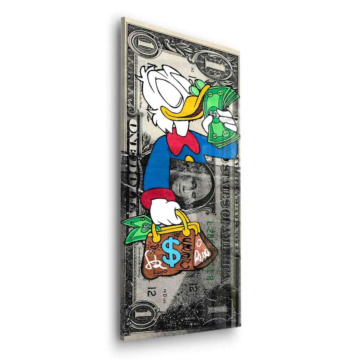 Motivo de dinero inspirado en Scrooge McDuck - cuadro en vidrio acrílico