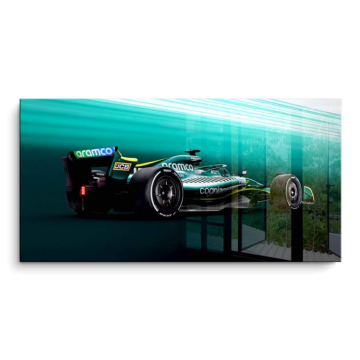 Aston Martin Fórmula 1 en movimiento verde azulado - cuadro PVC brillante