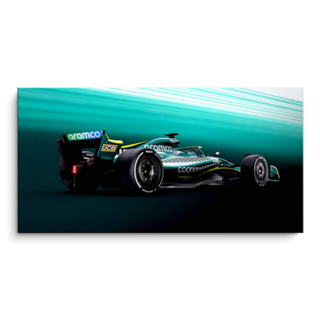 Aston Martin Fórmula 1 en movimiento verde azulado - cuadro PVC mate