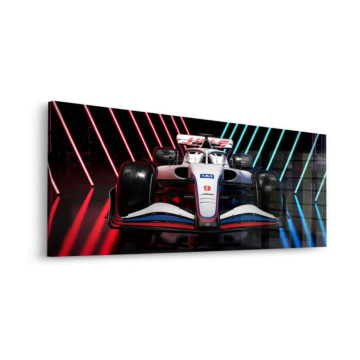 Haas-Formel-1 mit Neonlinien - Acrylglasbild
