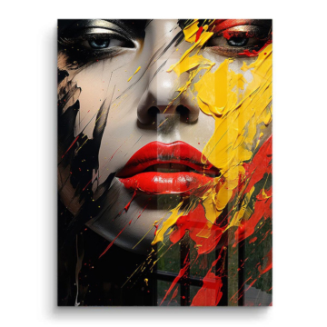 Retrato abstracto labios rojos - cuadro PVC brillante