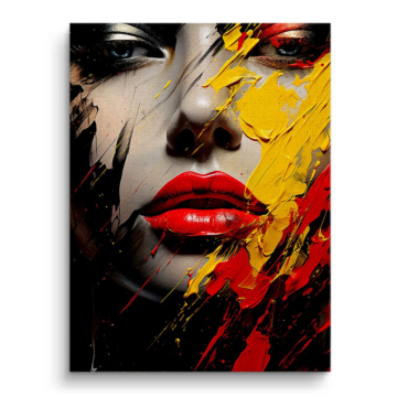 Retrato abstracto labios rojos - cuadro en lienzo