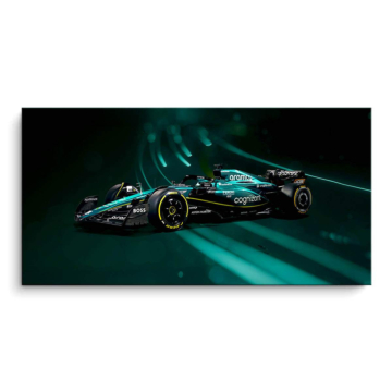 Bolid Aston Martin Formuły 1 w akcji - obraz na matowym PVC