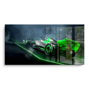 Voiture de course Électrique verte - tableau PVC brillant