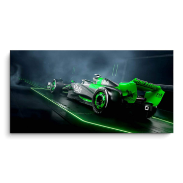Grün Electric Rennwagen - PVC-Bild matt