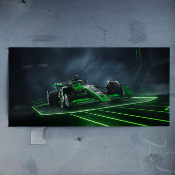 Bolid Kick Sauber Formuły 1 na laserowym torze - plakat