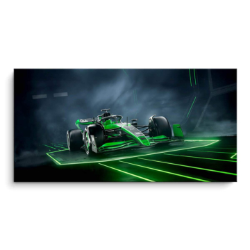Bolid Kick Sauber Formuły 1 na laserowym torze - obraz na matowym PVC