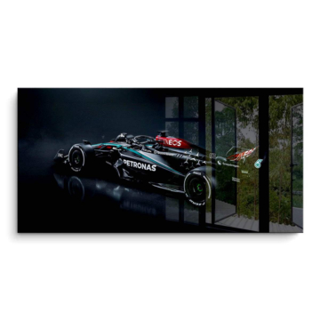 Voiture Mercedes Formula 1 de nuit - tableau PVC brillant