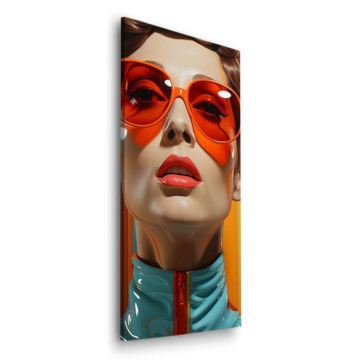 Retro Red Sunglasses Portrait Dibond Matt Art