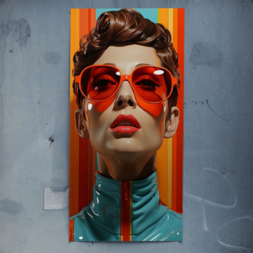 Retrato retro con gafas de sol rojas - póster