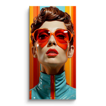 Retrato retro con gafas de sol rojas - cuadro PVC mate