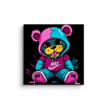 Neon Nike Bear Street Canvas Art