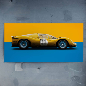 Żółta wyścigówka inspirowana Fordem GT40 - plakat
