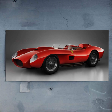 Klasyczna czerwona wyścigówka Ferrari - plakat