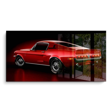 Dodge Challenger rouge façon muscle car - tableau PVC brillant