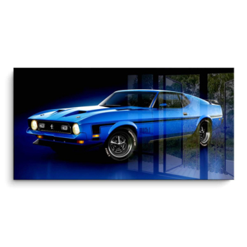 Bleu ford mustang fastback - tableau PVC brillant