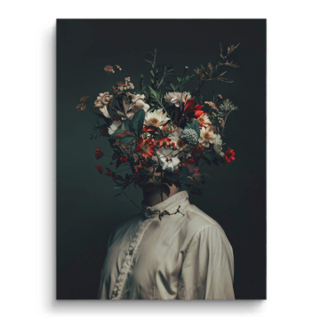 Dunkles florales Kopfporträt - PVC-Bild matt