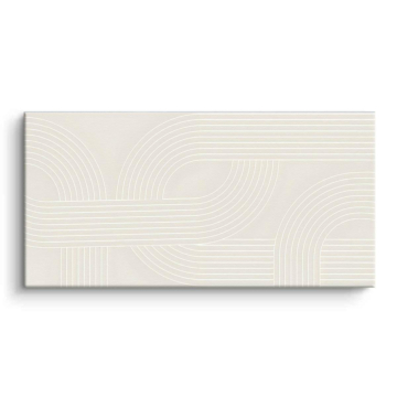 White Curved Line Pattern Canvas Art