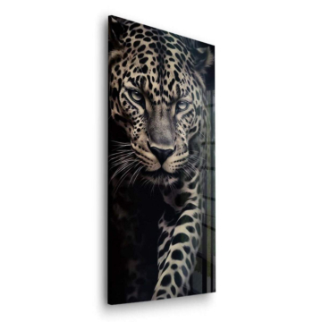Retrato de leopardo oscuro - cuadro en vidrio acrílico