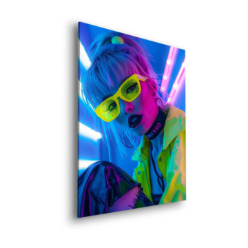 Neon Club Girl Portrait Dibond Matt Art