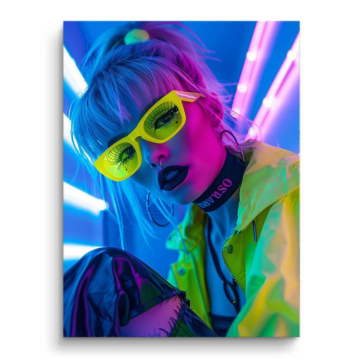 Neon Club Girl Portrait PVC Matt Art