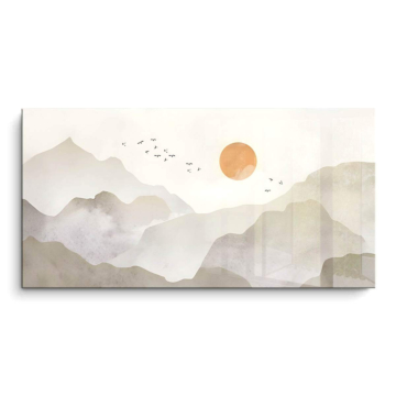 Atardecer minimalista montaña - cuadro PVC brillante