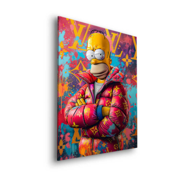 Homer Simpson im Streetwear-Look - Dibond-Bild matt