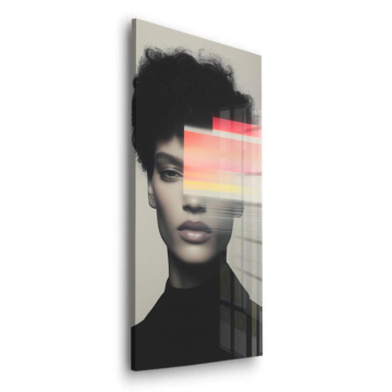 Portrait glitch abstrait de femme - tableau en verre acrylique