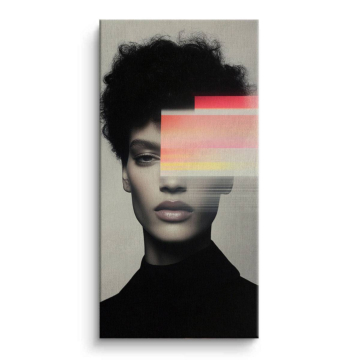 Abstrakcyjny portret kobiety w stylu glitch - obraz na płótnie