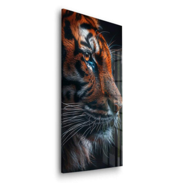 Retrato de tigre oscuro - cuadro en vidrio acrílico