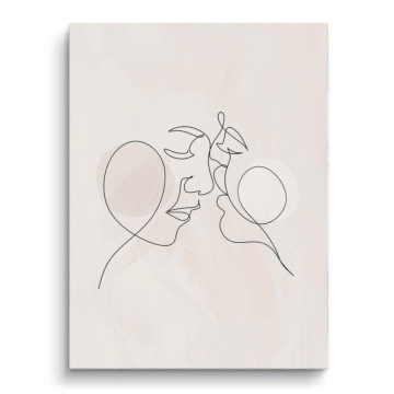 Minimal Kiss Line Canvas Art