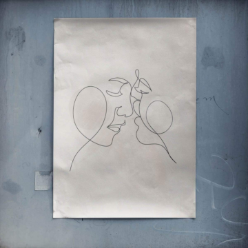 Minimal Kiss Line Poster Art