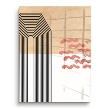 Horizonte urbano geométrico con olas - cuadro PVC brillante