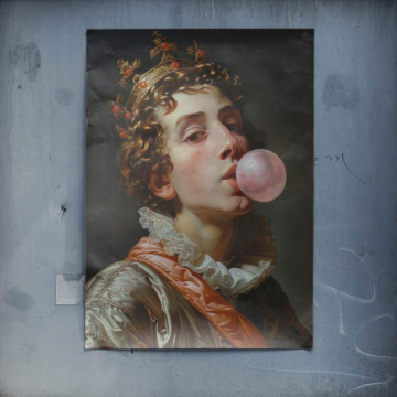 Retrato renacentista con chicle - póster