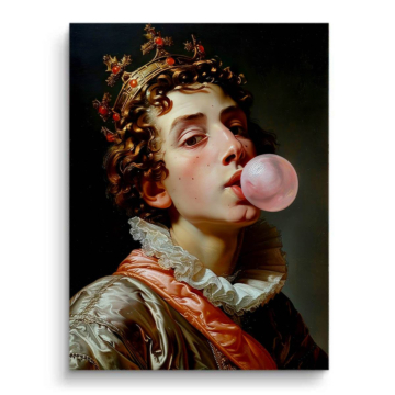 Retrato renacentista con chicle - cuadro PVC mate