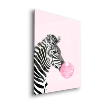 Cebra rosa chicle - cuadro en vidrio acrílico