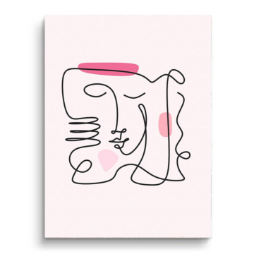Sleepy Face Line Art Canvas Art