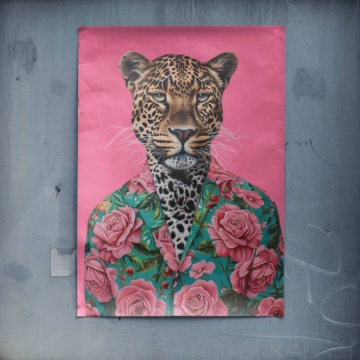 Stylowy portret lamparta - plakat