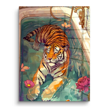 Coche vintage tigre - cuadro PVC brillante