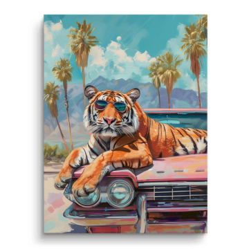 Cool Tiger Road Trip Canvas Art