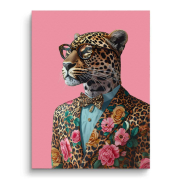 Floral Leopard Gentleman Canvas Art