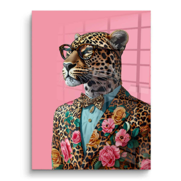 Caballero leopardo con flores - cuadro PVC brillante